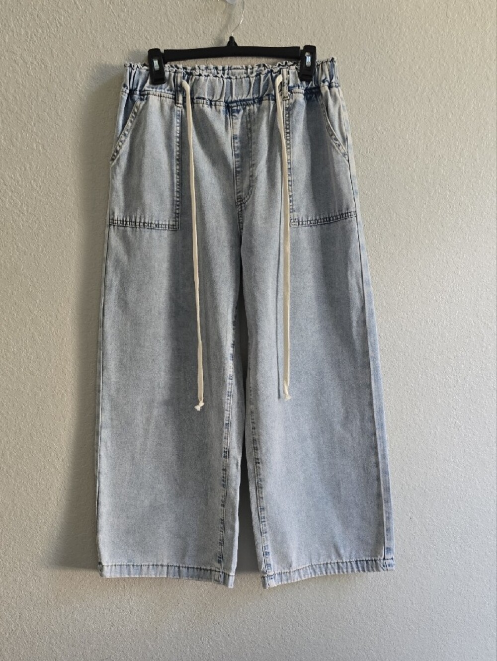 Bohemela Vacation Casual Washed Drawstring Wide Leg Jeans - Picture 2 of 7